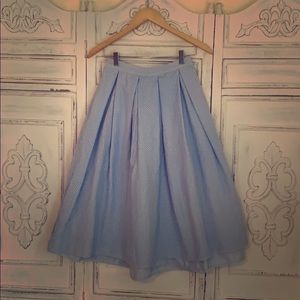 Light blue cotton vintage style midi skirt